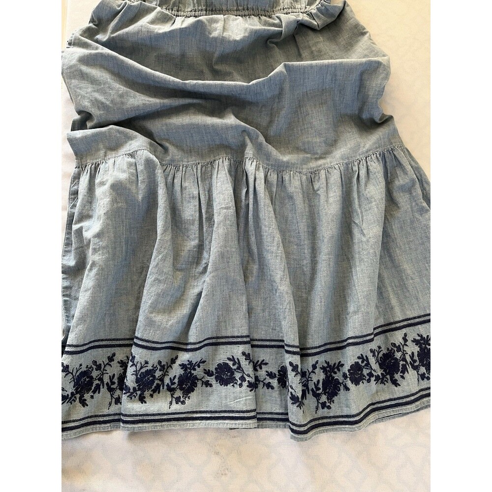 St John’s Bay 100% Cotton Embroidered Maxi Dress Large Blue Halter-Fringe Boho - Picture 9 of 10